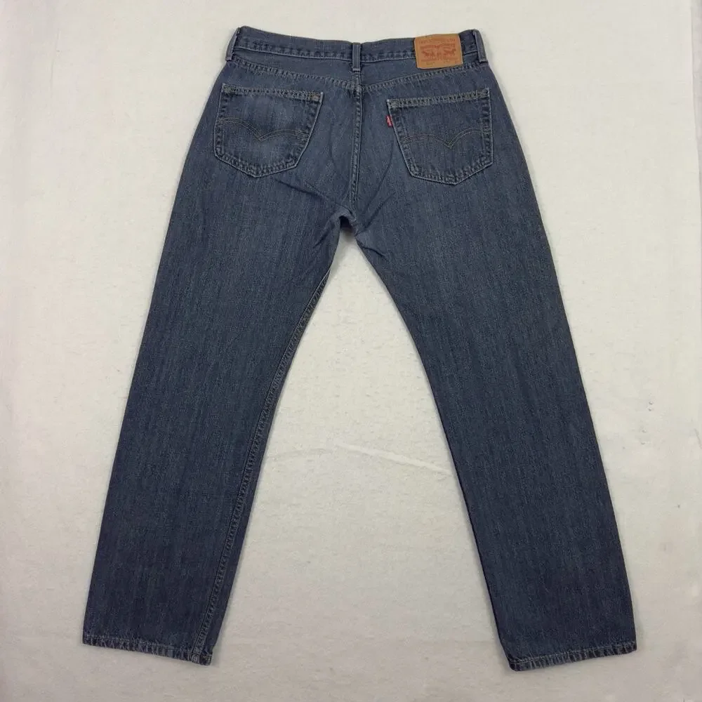Levis 505 Jeans Mens 34x32 Blue Regular Fit Medium Wash Denim Stretch